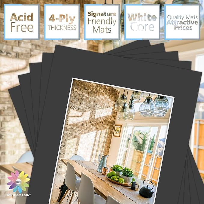 MBC Mat Board Center, 11x14 for 8x10 Black Photo Picture Mat - Image 2