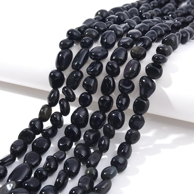 Black Obsidian Pebble Nugget Oval Free Tumbled Stone 6-8mm Natural Gemstone - Image 2