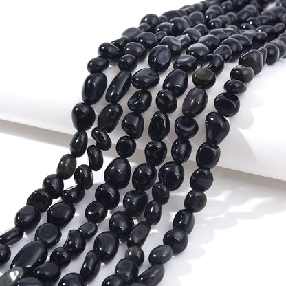 Black Obsidian Pebble Nugget Oval Free Tumbled Stone 6-8mm Natural Gemstone - Image 2