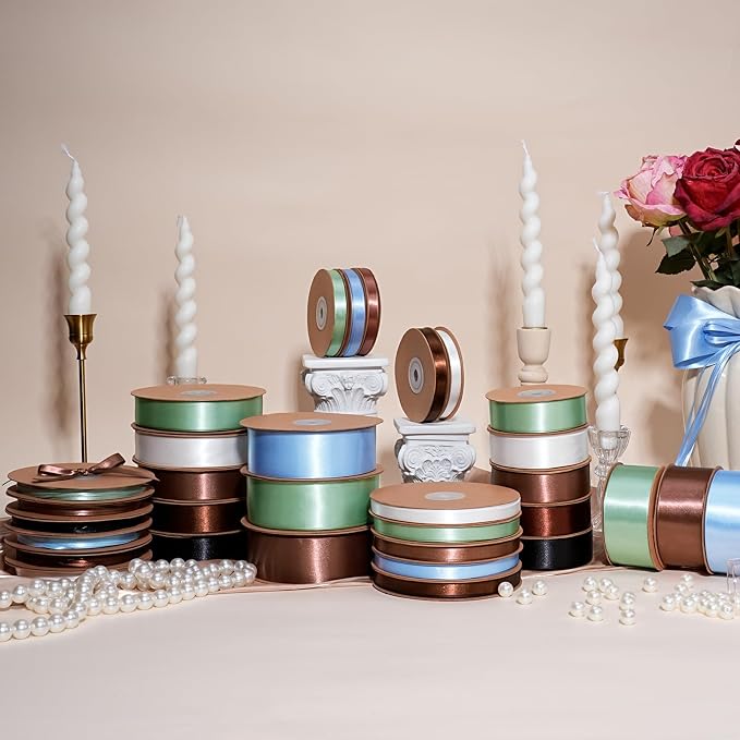 LaRibbons Brown Satin Ribbon 1/8 Inch 100 Yards Thin Luxury Double Faced Mocha - Image 8