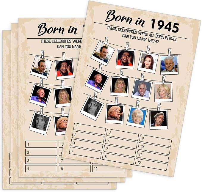 QUPT 80th Birthday Party Games, Born in 1945 Games, Birthday Party Supplies by QUPT