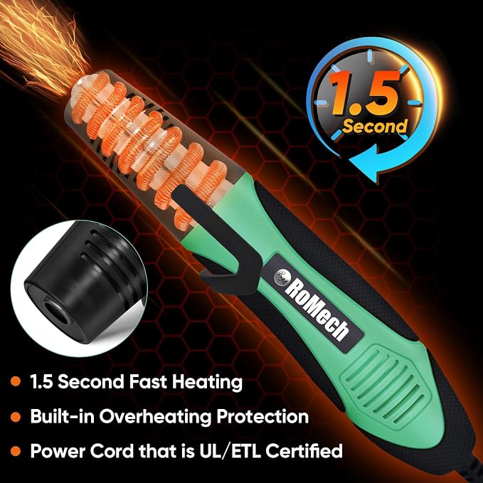 ROMECH 350W Heat Gun with 2 Nozzles, Dual Temp Heat Gun 400°F-660°F, Fast Heat - Image 3