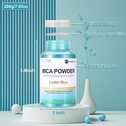 Mica Powder, 7.05OZ（200g）, Luster Blue Mica Powder Pigment - Image 3