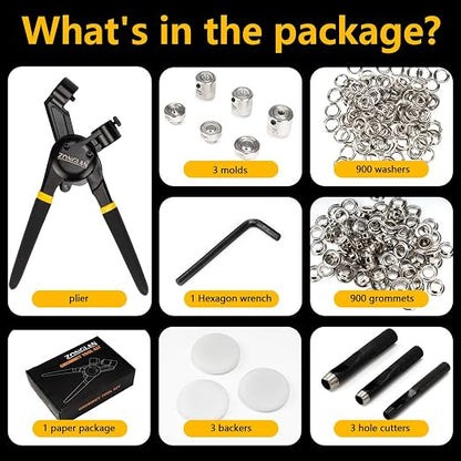 Heavy Duty Grommet Tool Kit of 1/2" 5/16" and 3/8" - Image 4