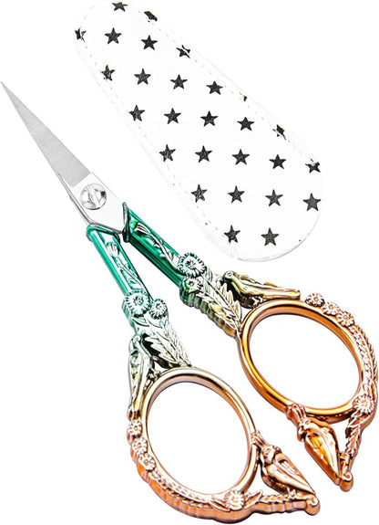 Small Embroidery Scissors with Cover -Cute and Comfortable handles with Sturdy by GLEXAL