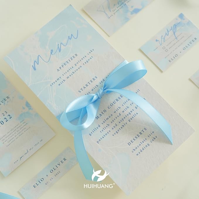 HUIHUANG Blue Satin Ribbon 1/2 inch X 50 Yards Continuous, Baby Blue - Image 7