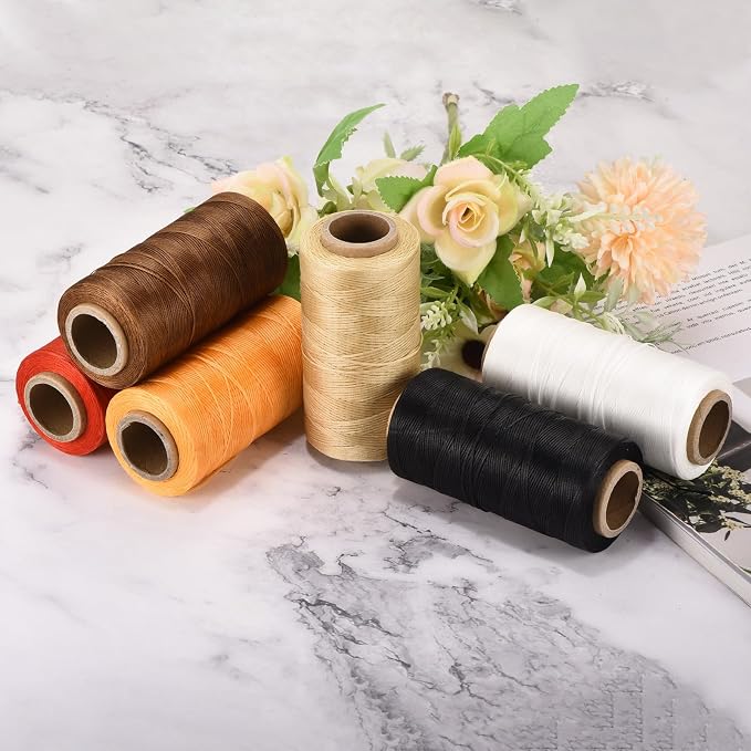 MECCANIXITY Waxed Thread, 284 Yard 0.8mm 150D Flat Wax Thread Polyester Waxed - Image 4