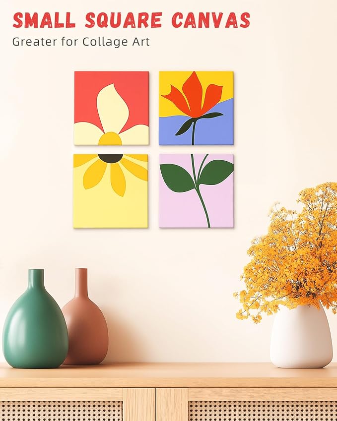 Simetufy 12 Pack 8x8 Inch Painting Canvas Panels Blank Square Canvas Boards - Image 3