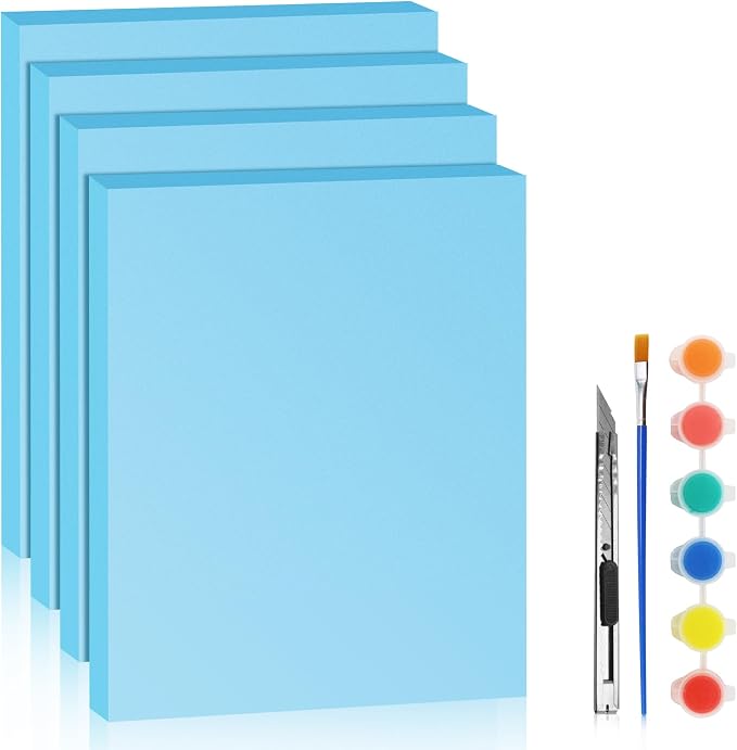 LuckyFoam Blue 4 Pack 15x12x1 inch Foam Sheets 1 Inch Thick Polystyrene by LuckyFoam