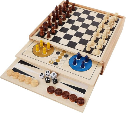 Juegoal 7-in-1 Wooden Board Game Set by Juegoal
