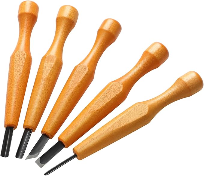 WILLBOND 5 Pcs Linocut Carving Tools Set Linoleum Hand Carving Tools Wood by WILLBOND
