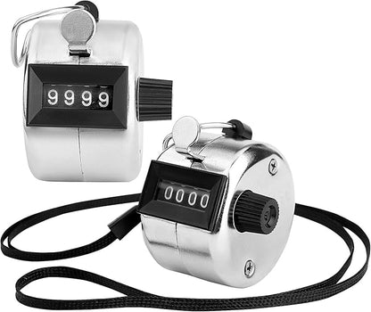 2 Pack Hand Tally Clicker Counter – 4 Digit Metal Mechanical Hand Counter by Unknown