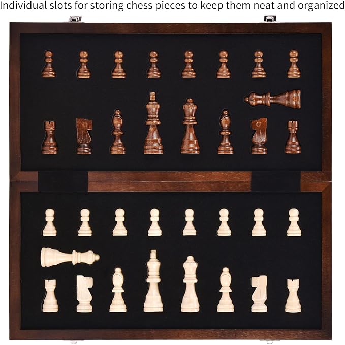 AMEROUS 15 Inches Magnetic Wooden Chess Set - Image 5