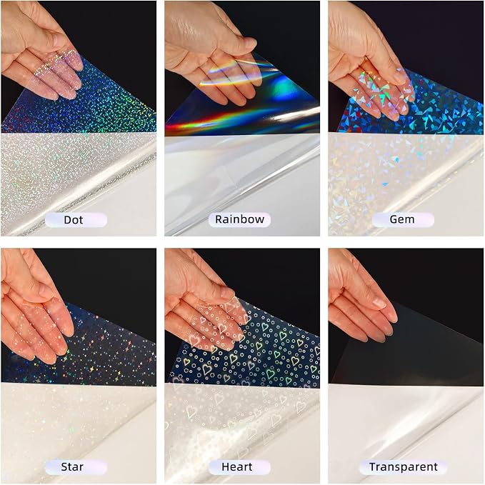 36 Sheets Holographic Laminate Sheets Transparent Holographic Sticker Paper - Image 3