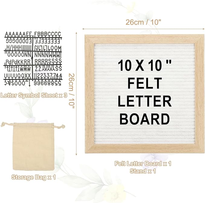PATIKIL Felt Letter Board, 10x10Inches White Wooden Changeable Message Board - Image 2