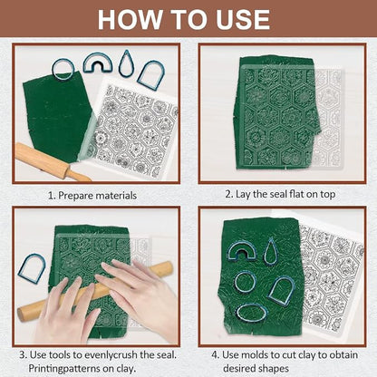 CHGCRAFT Flowers Boom Silicone Texture Stamp Clay Modeling Pattern Pad Texture - Image 3