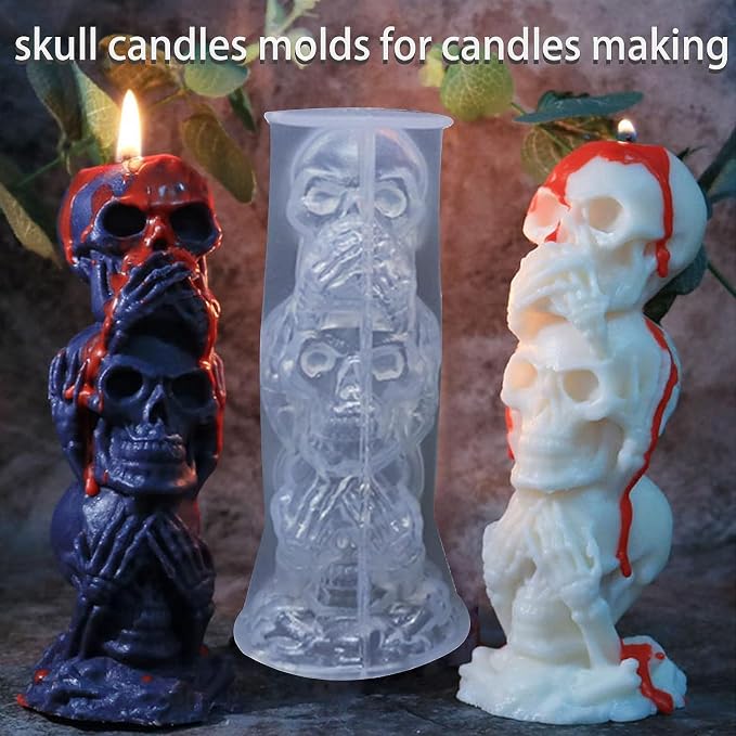 4Pcs Halloween Ghost Candle Silicone Molds Set, DIY 3D Halloween Pumpkin Skull - Image 7