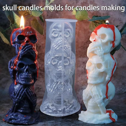 4Pcs Halloween Ghost Candle Silicone Molds Set, DIY 3D Halloween Pumpkin Skull - Image 7