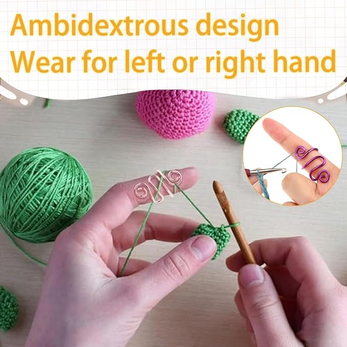 Hand Crochet Tension Rings Set, Adjustable Crochet Finger Guard, Yarn Tension - Image 5