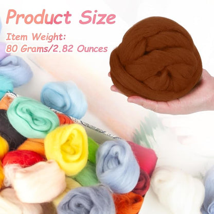 PATIKIL Wool Roving Yarn, 80G/2.82OZ Soft Felting Wool Pure Chunky Roving Yarn - Image 2