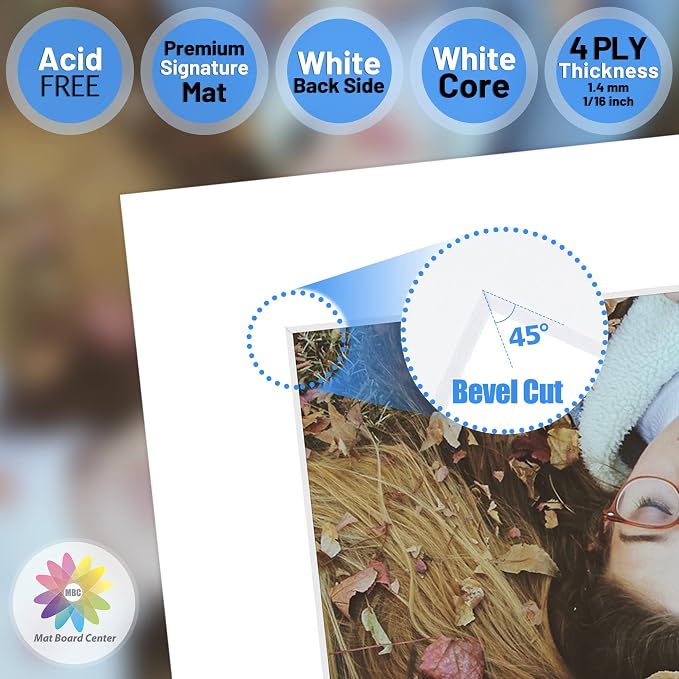 Mat Board Center, 16x16 for 12x12 White Photo Picture Mats - Image 3