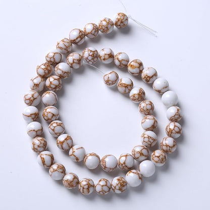36pcs 10mm White Howlite Spun Gold Stone Beads - Image 7