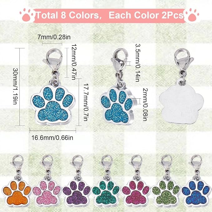 SUNNYCLUE 1 Box 16Pcs Knitting Stitch Markers Cute Pet Paw Dog Cat Paws Enamel - Image 2
