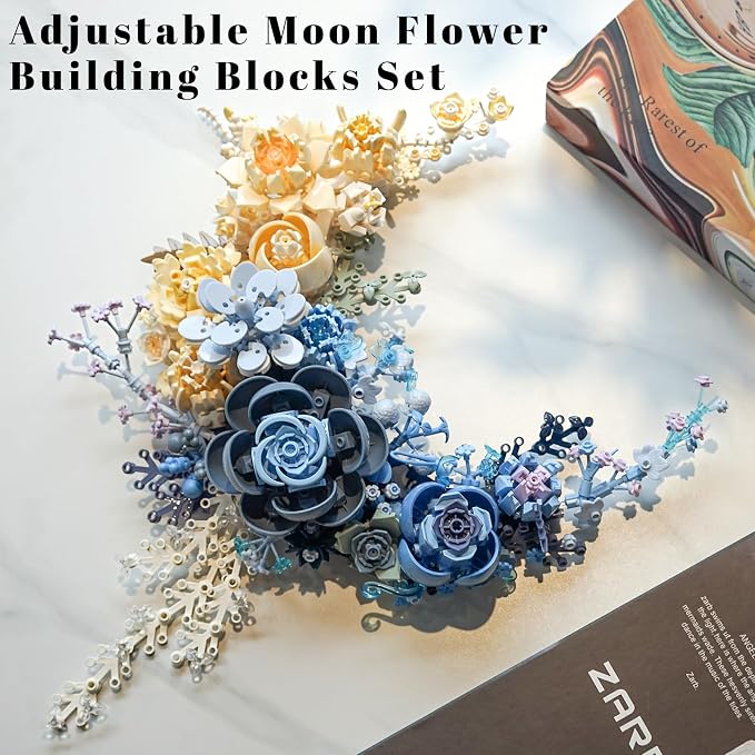 Blue Moon Flower Building Set, Botanical Collection Crescent-Shaped Artificial - Image 2