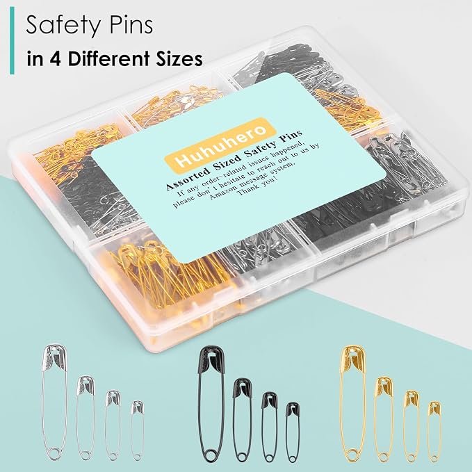 630 Pack Safety Pins Assorted, 5 Different Sizes Small and Large Safety Pin - Image 4