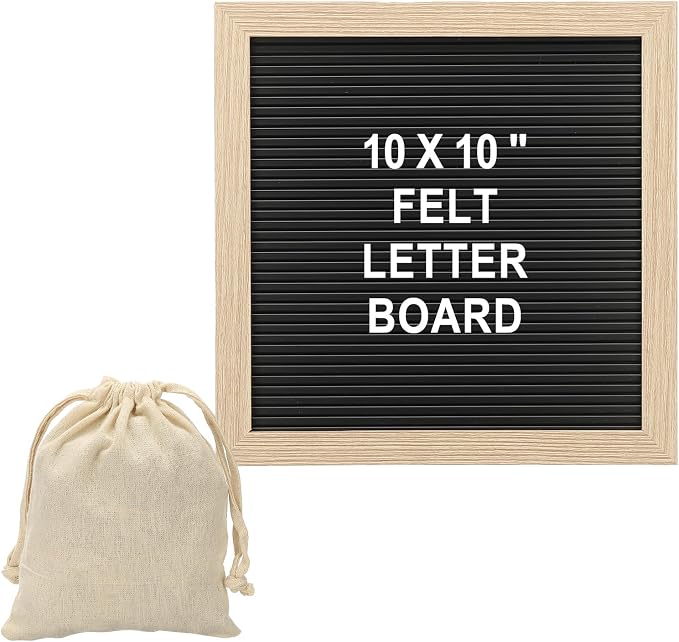 PATIKIL Felt Letter Board, 10x10Inches Black Brown Wooden Changeable Message by PATIKIL