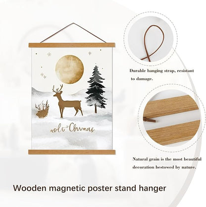 Artmag Magnetic Poster Hanger Frame, 35x25 35x24 35x48 Light Wood Wooden Magnet - Image 2