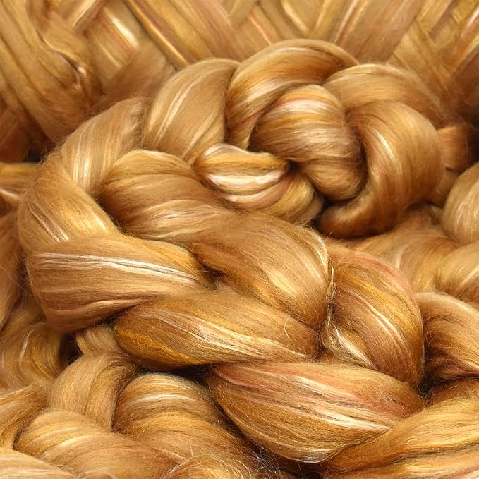Merino Silk Luxe Tonal Designer Blend. Superfine Merino, Tussah Silk. Top Roving - Image 4