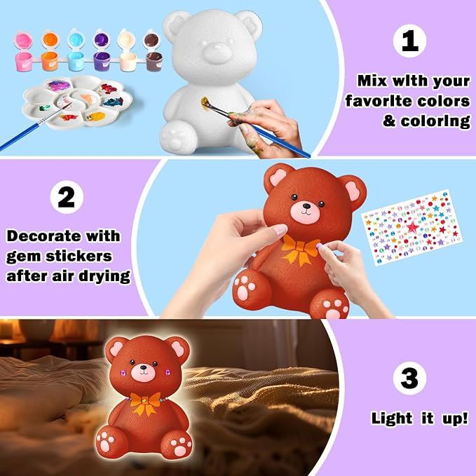 FUNZBO Paint Your Own Bear Lamp Kit - Image 5