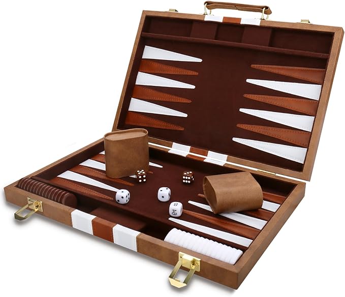 Backgammon Set - Classic Board Game - Portable Travel Strategy Backgammon Game by CAYOULR
