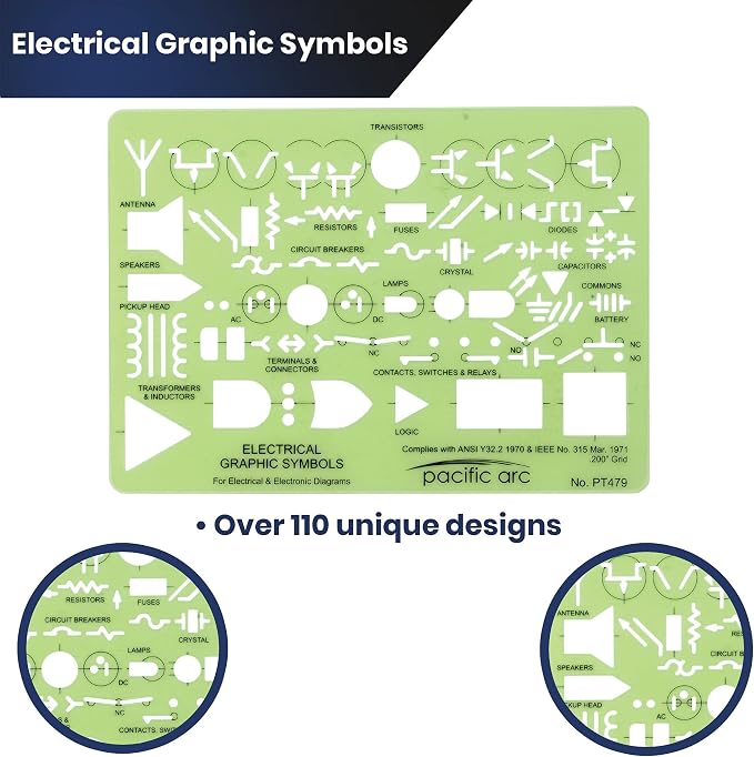 Pacific Arc Template: Electrical Graphic Symbols, 117 Openings 5" x 7" - Image 3