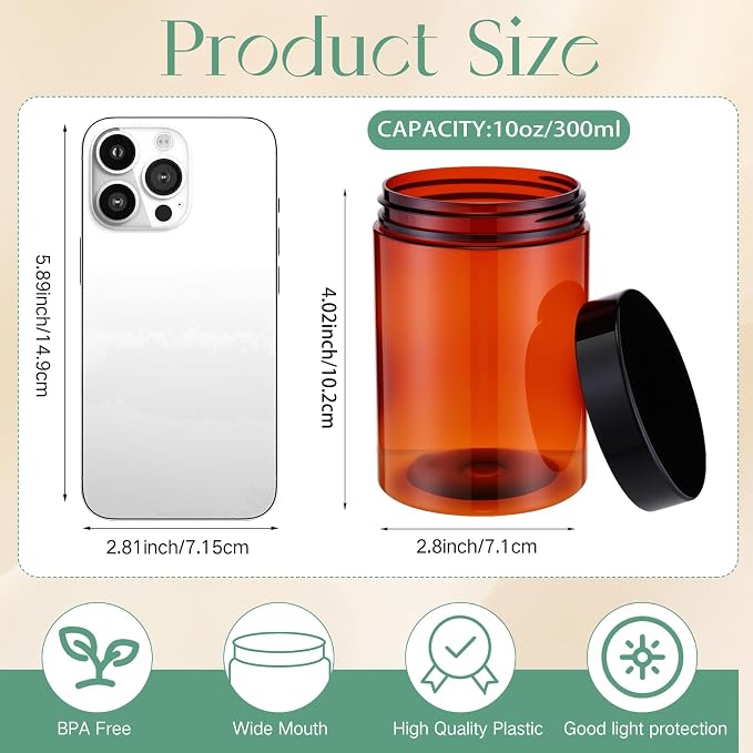 SATINIOR 12 Pack 10 oz Plastic Container Jars - Image 2