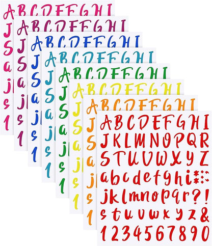 Outus 576 Pieces 8 Sheets Letters Stickers Self Adhesive Vinyl Letter Alphabet by Outus