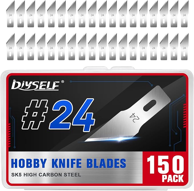 DIYSELF 150 PCS Hobby Knife Replacement Blades, #24 Sharp Exacto Knife Blades by DIYSELF