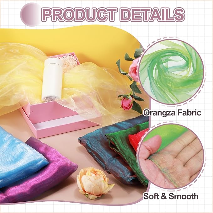 MECCANIXITY Iridescent Sheer Organza Fabric, 2 Yards x 59 Inches Solid - Image 3