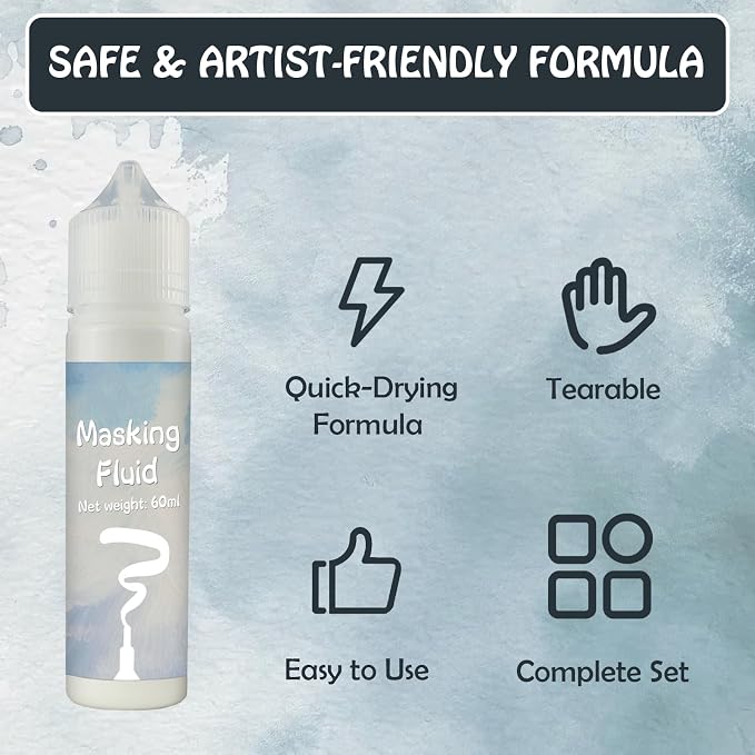 White Masking Fluid for Watercolor Painting 60ml, Resistant Ink and Pouring - Image 5