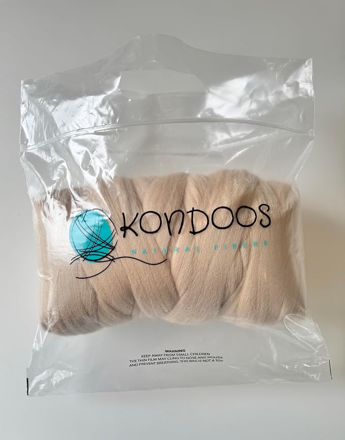 Cream Beige Wool Roving, 8 OZ. Best Wool - Image 2