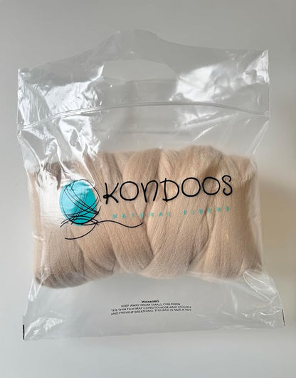 Cream Beige Wool Roving, 8 OZ. Best Wool - Image 2