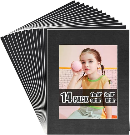 Egofine 11x14 Black Picture Mats Pack of 14, Frame Mattes by Egofine