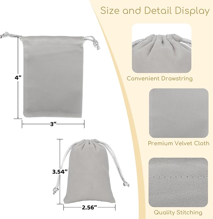 Velvet Drawstring Jewelry Bag, 3x4 Dice Bag, - Image 2