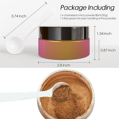Ceya Chameleon Mica Powder, 1.8oz/ 50g Peach Sunset Chrome Nail Powder - Image 4