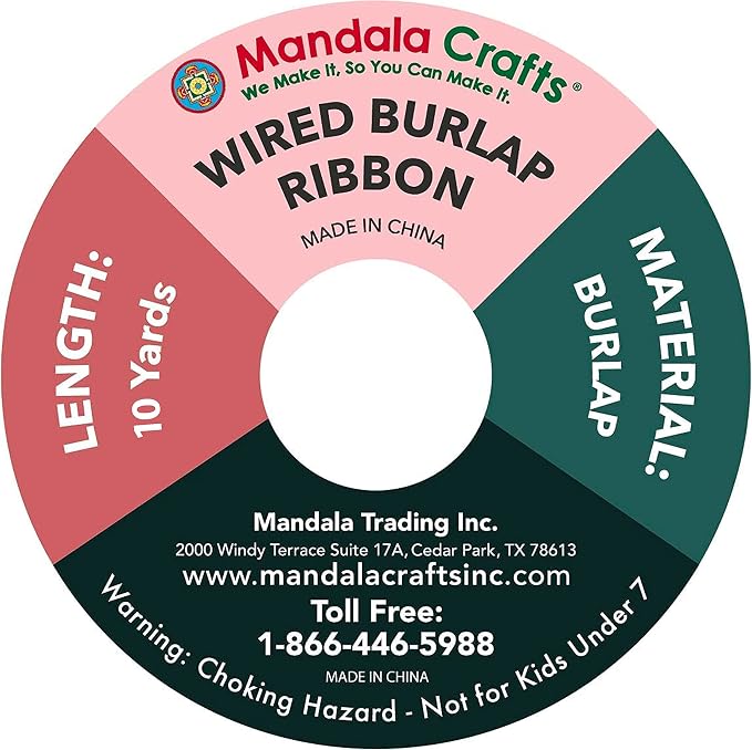 Mandala Crafts Red Burlap Wired Ribbon 1.5 Inches Wide Jute Ribbons - Image 4