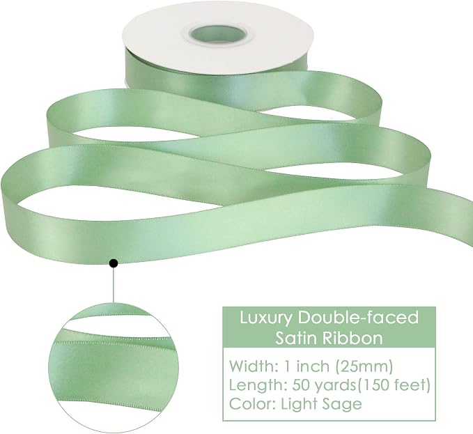 HUIHUANG Sage Satin Ribbon - Image 2