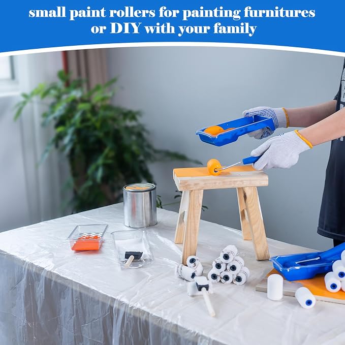Mister Rui Paint Roller Kit, 25 Pack, 2 Inch Microfiber Paint Rollers 10 mm Nap - Image 4
