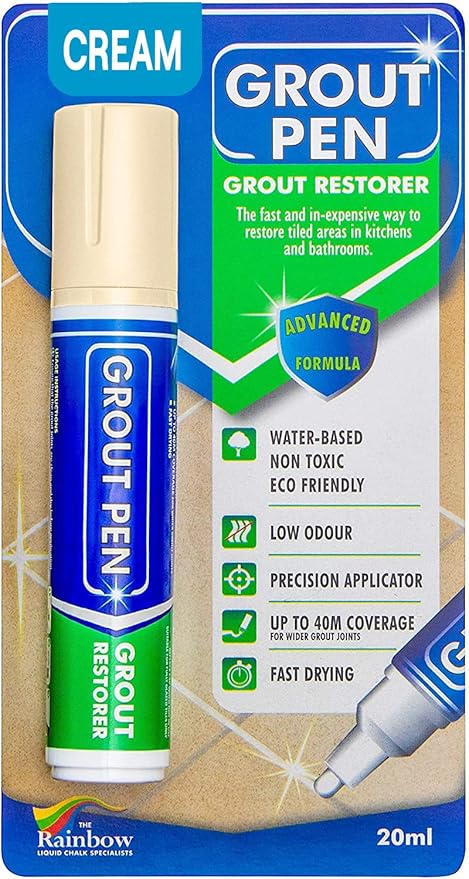 Grout Pen Cream Tile Paint Marker: Waterproof Grout Paint Pen, Tile Grout by RainbowChalkMarkers