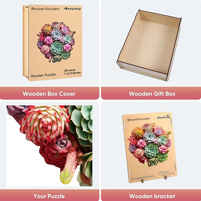 Wooden Puzzles for Adults 500 Piece, Colorful Succulent Puzzle for Mom - Image 7
